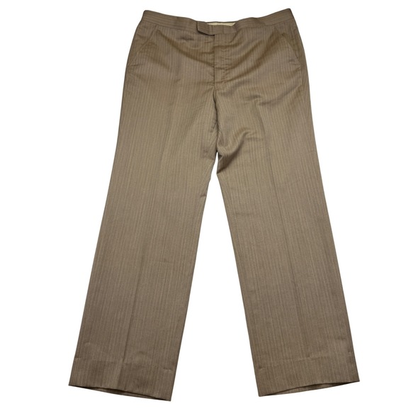 VintageChristian Dior Monsieur Tan Pinstripe Herringbone Dress Pants Mens 40x34